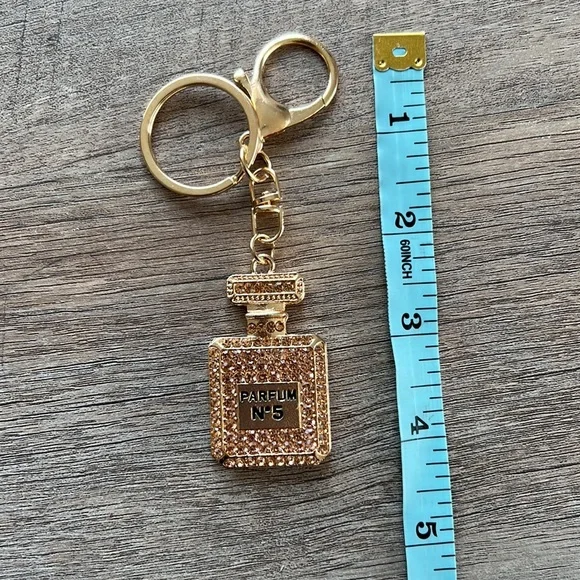 NWOT Perfume Bottle Bling Keychain- Bronze - Picture 3 of 4